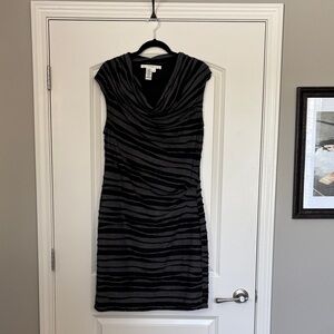 Studio M Black and Gray Striped Mini Dress